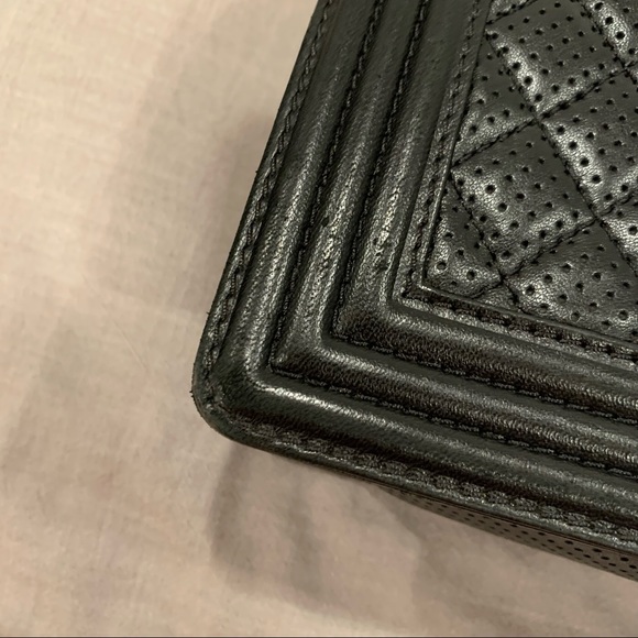 Chanel Boy Bag Old Medium Black Perforated Lambskin Leather Chrome Hardware - Picture 12 of 16